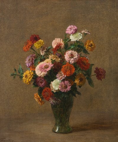 Zinnias by Ignace Henri Jean Fantin Latour